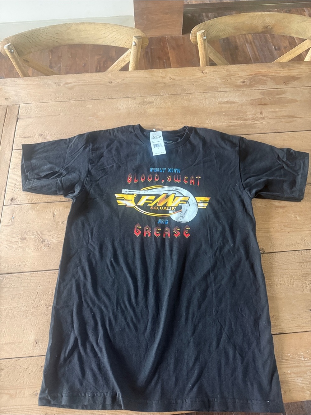 FMF Black Graphic Tee with Yellow & Red Vintage Moto Logo  MEDIUM   NEW